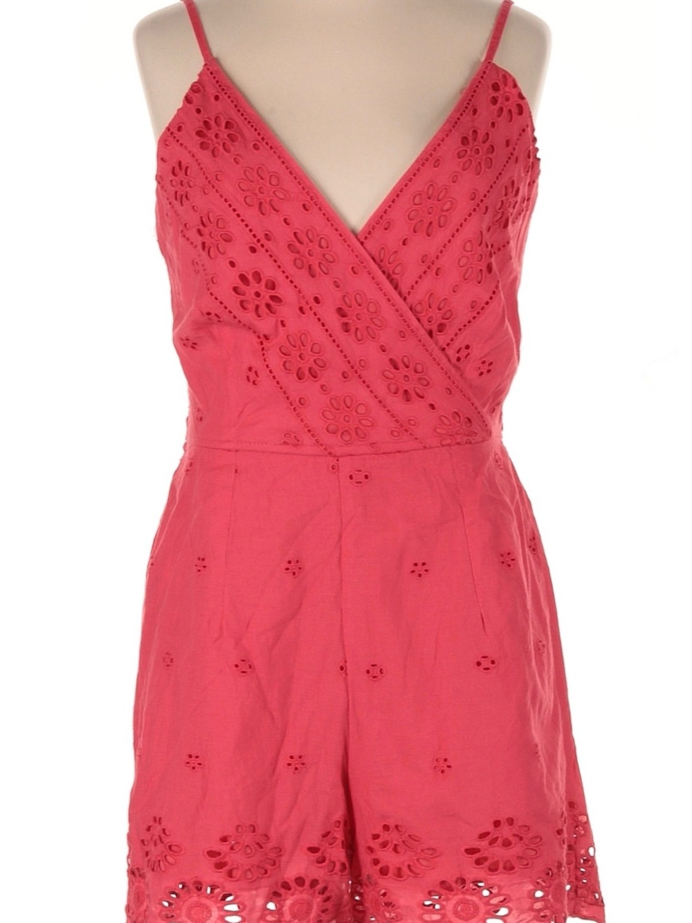 Japna Coral Eyelet Wrap Romper